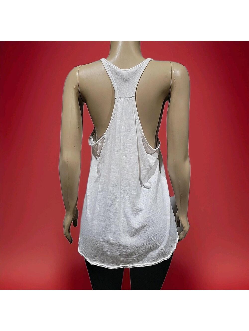 We The Free People Women's Top Size S Oversized Racerback Flowy Tank White #H
